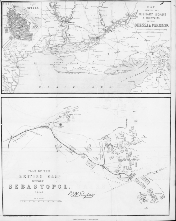 PLAN
of
ODESSA.

MAP
SHEWING THE
MILITARY ROADS
& COUNTRIES
BETWEEN
ODESSA & PEREKOP.