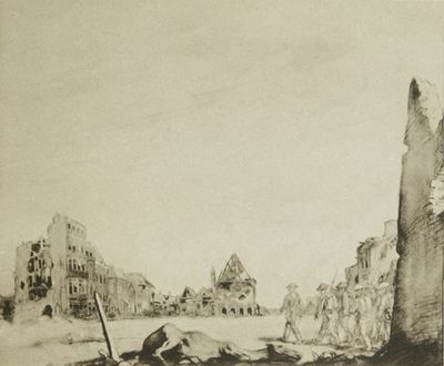 V. Warwickshires entering PÃ©ronne.