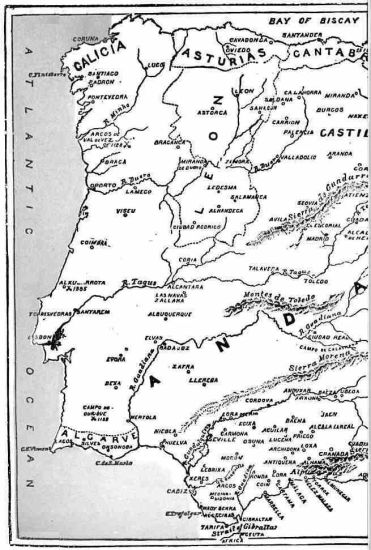 Map of the west
of the Iberian Peninsula