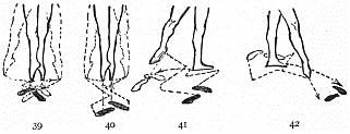 Image not available: 39 40 41 42

Steps of the “Battement” Type.

Changement, 39; entrechat-quatre, 40; brisé dessus, 41;
brisé dessous, 42. In the brisé dessus, the active foot beats
in front of the passive foot; in the brisé dessous, behind it.

