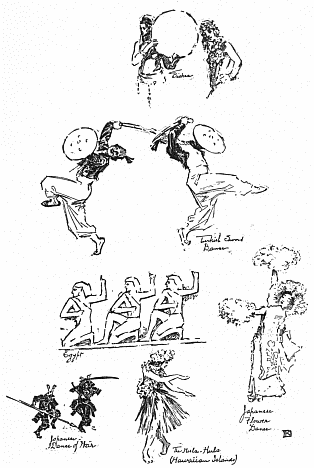 Image not available: Miscellaneous Oriental Notes.

Dancing girls of Biskra.
Turkish Sword Dance.
Egyptian bas-relief, Metropolitan Museum, N. Y.
Japanese Dance of War.
Japanese Flower Dance.
The Hula-Hula Dance, Hawaiian Islands.


