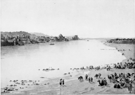 MOSUL.

View from the bridge, looking up stream. The Tomb of Cassim is one of
the more distant buildings near the water-side.