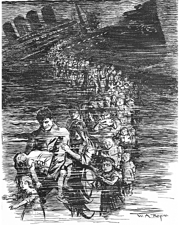 The dead pouring out of the sinking Lusitania