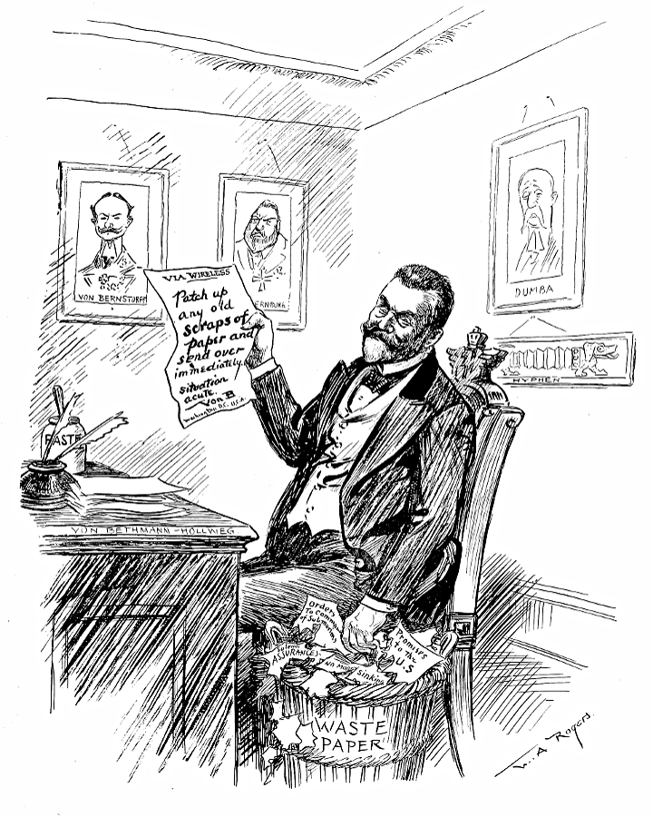 Von Bethmann-Hollweg with a full waste-basket.