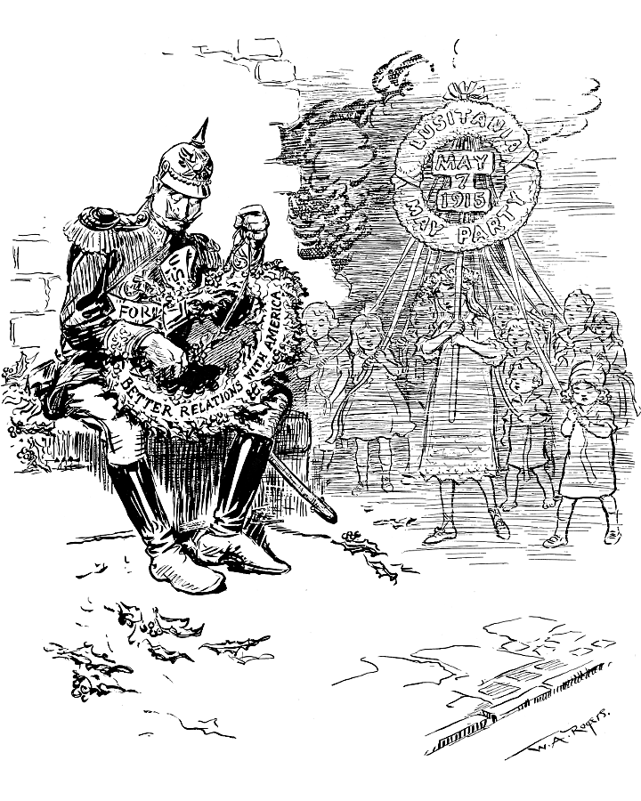 The Kaiser with a Christmas wreath and the lost children
             of the Lusitania