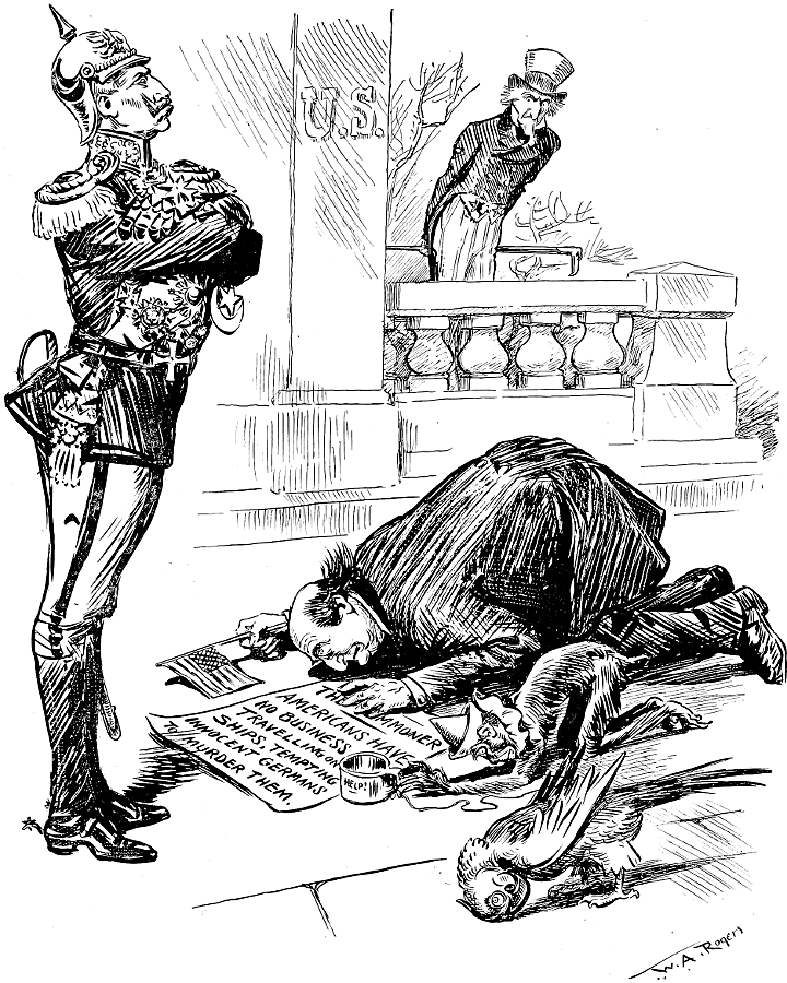 William Jennings Bryan, a monkey, and a parrot; groveling
             to the Kaiser