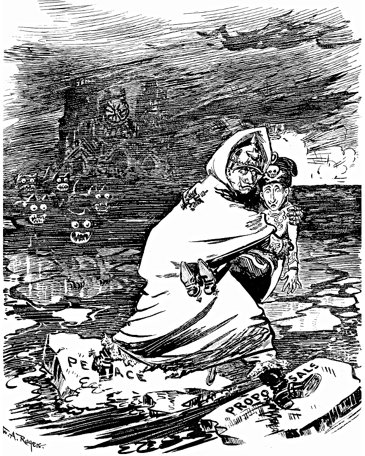 The Kaiser carrying the Crown Prince across ice floes.