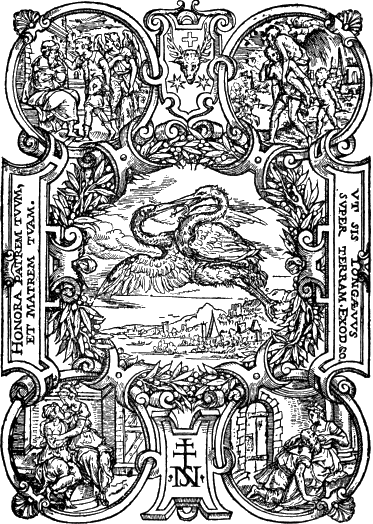 S N / HONORA PATREM TVVM, ET MATREM TVAM. /
VT SIS LONGÆVVS SVPER TERRAM. EXOD. 20.