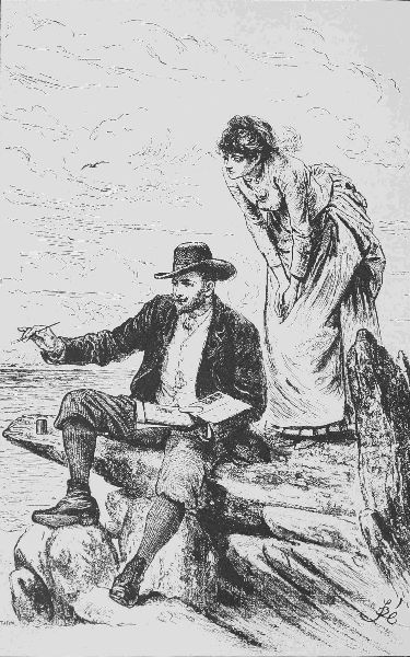 Watching curiously, for the first time in her life,
the growth of a picture.