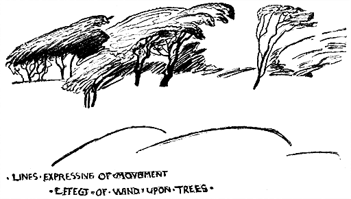 Lines Expressive of Movement: Effect
of Wind Upon Trees