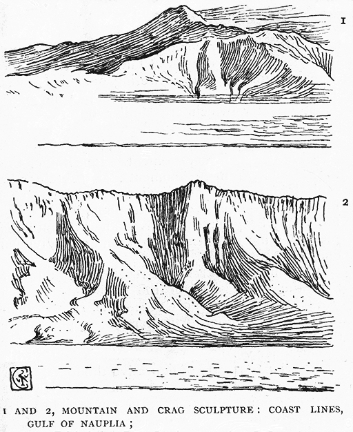 1 and 2, Mountain And Crag Sculpture:
Coast Lines, Gulf Of Nauplia.