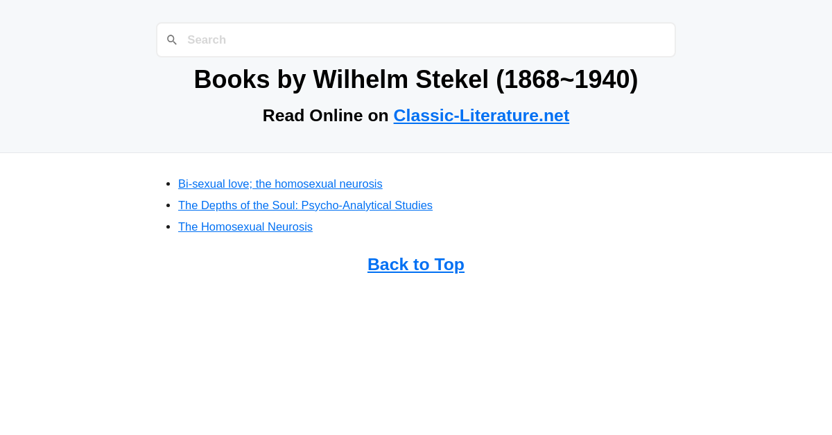 Books by Wilhelm Stekel (18681940)