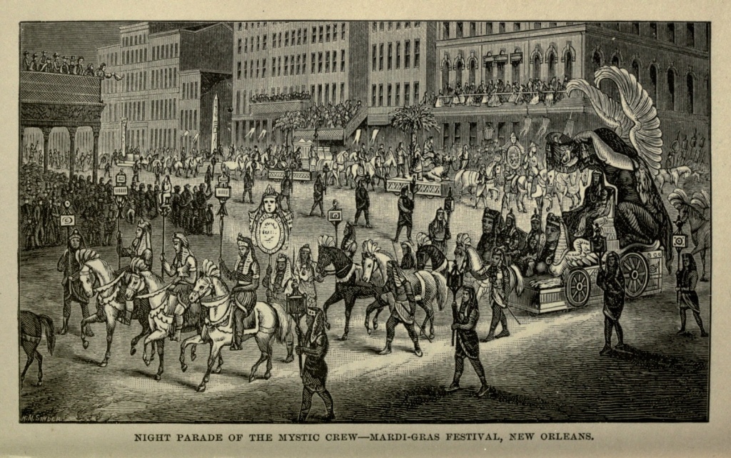 NIGHT PARADE OF THE MYSTIC CREW—MARDI-GRAS FESTIVAL, NEW ORLEANS.