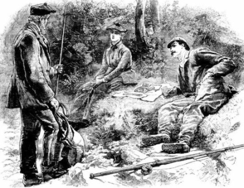 "Robert got the small parcels and the drinking-cups out
of the bag, and arranged them on the warm turf."