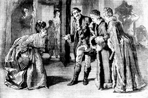 "And Nina, hanging some way back, could see them being
presented to Miss Burgoyne."