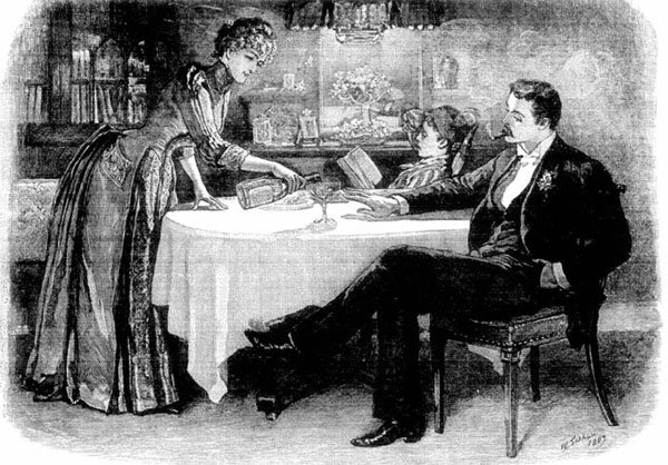 "And again she filled up his glass, which he had not
emptied."