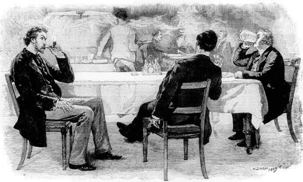 "When they had finished supper, Lionel Moore lit a
cigarette, and his friend a brier-root pipe."