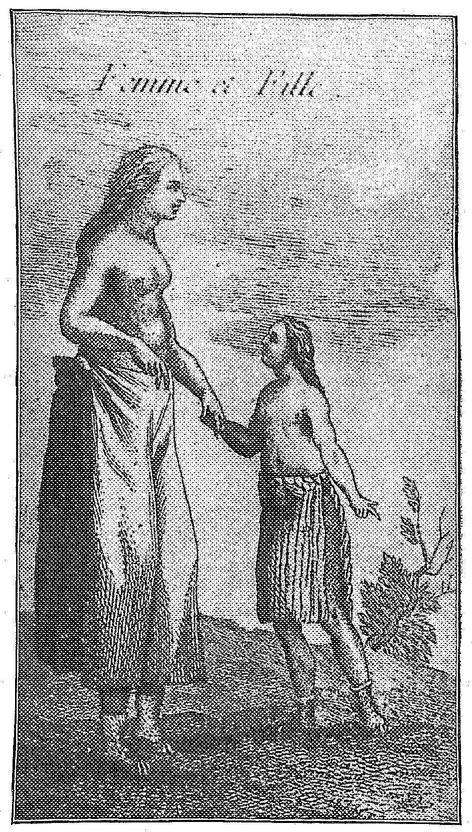 Former costumes of woman and girl in Louisiana (after Du Pratz)