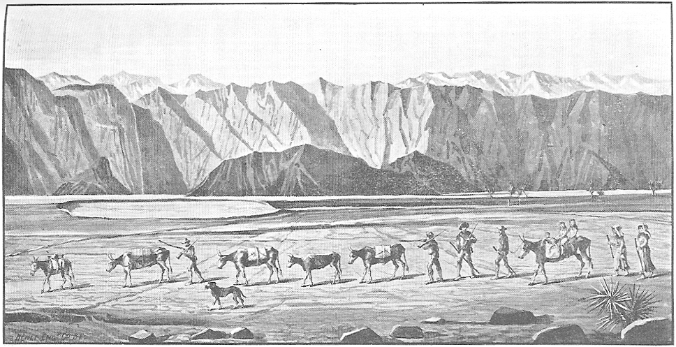 Leaving Death
			Valley--The Manly Party on Foot After Leaving Their
			Wagons