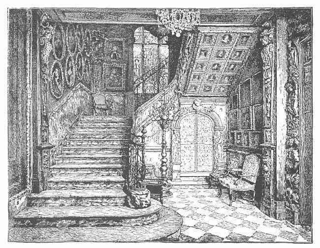 STAIRCASE IN THE RESIDENCE OF THE VICOMTESSE ALIX DE
JANZÃ, RUE MARIGNAN. ABOUT TO BE PRESENTED, WITH ITS COLLECTION, TO THE
CITY.