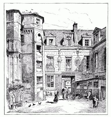 ANCIENT HOTEL OF THE PRÃVOT OF PARIS, PASSAGE CHARLEMAGNE, IN THE RUE SAINT-ANTOINE. In 1559, the Comte de Montgommery was imprisoned in the octagonal tower, after accidentally mortally wounding Henri II.