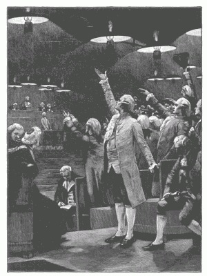 BIRTH OF EQUALITY: THE ASSEMBLÃE ON THE NIGHT OF AUGUST 4, 1789. Engraved by L. Ruffe, after the painting by A. Dawant.