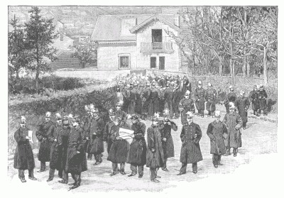 PUPILS OF THE ÃCOLE SPÃCIALS MILITAIRE DE SAINT-CYR. Engraved, from a photograph, by E Tilly.