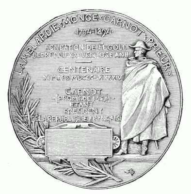 REVERSE. CENTENARY MEDAL, ÃCOLE POLYTECHNIQUE.
