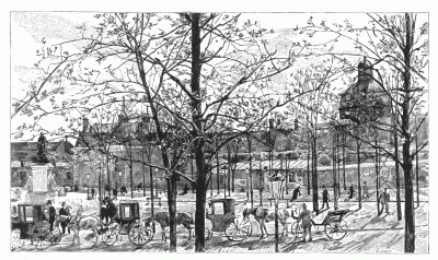 HÃPITAL DE LA SALPÃTRIÃRE, ORIGINALLY AN ARSENAL BUILT BY LOUIS XIII, AND NOW AN ASYLUM FOR AGED AND INSANE WOMEN. THE STATUE IS THAT OF DOCTOR PINEL, AN EMINENT BENEFACTOR OF THE INSANE.