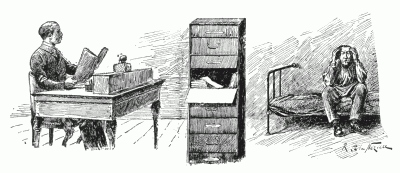 SCENE IN THE CELL OF AN ACCUSED. After a drawing by R. de la NÃ©ziÃ¨re.