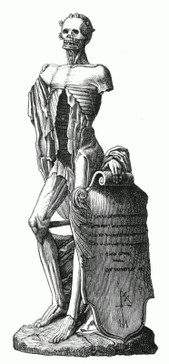 DEATH. Alabaster statuette, one mÃ¨tre high, kept in the charniers of Saint-Innocent; uncovered on All-Saints'-day.