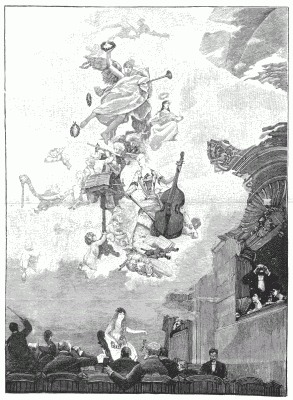 "THE PROGRESS OF MUSIC." PLAFOND OF THE GRANDE SALLE DES FÃTES IN THE NEW HOTEL DE VILLE. Painted by H. Gervex.