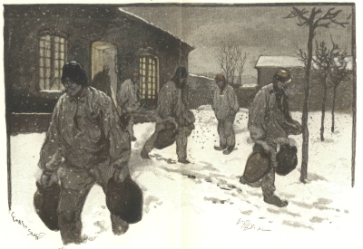 LA VIE Ã LA CASERNE: THE MORNING COFFEE. After a water-color by Georges Scott.