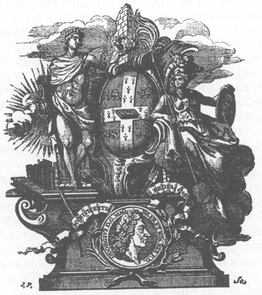 Book-plate placed in books from Bishop Moore's Library
given by George i. to the University of Cambridge.